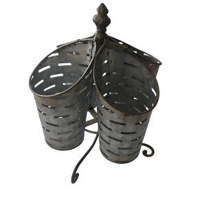 Galvanized rotating caddy farmhouse antique reproduction